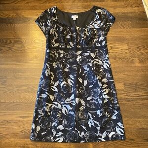 LOFT NWT Black & Gray Midi Dress size 12